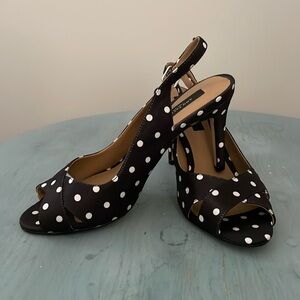 Ann Taylor Peep Toe Polka Dot Heeled Sandal